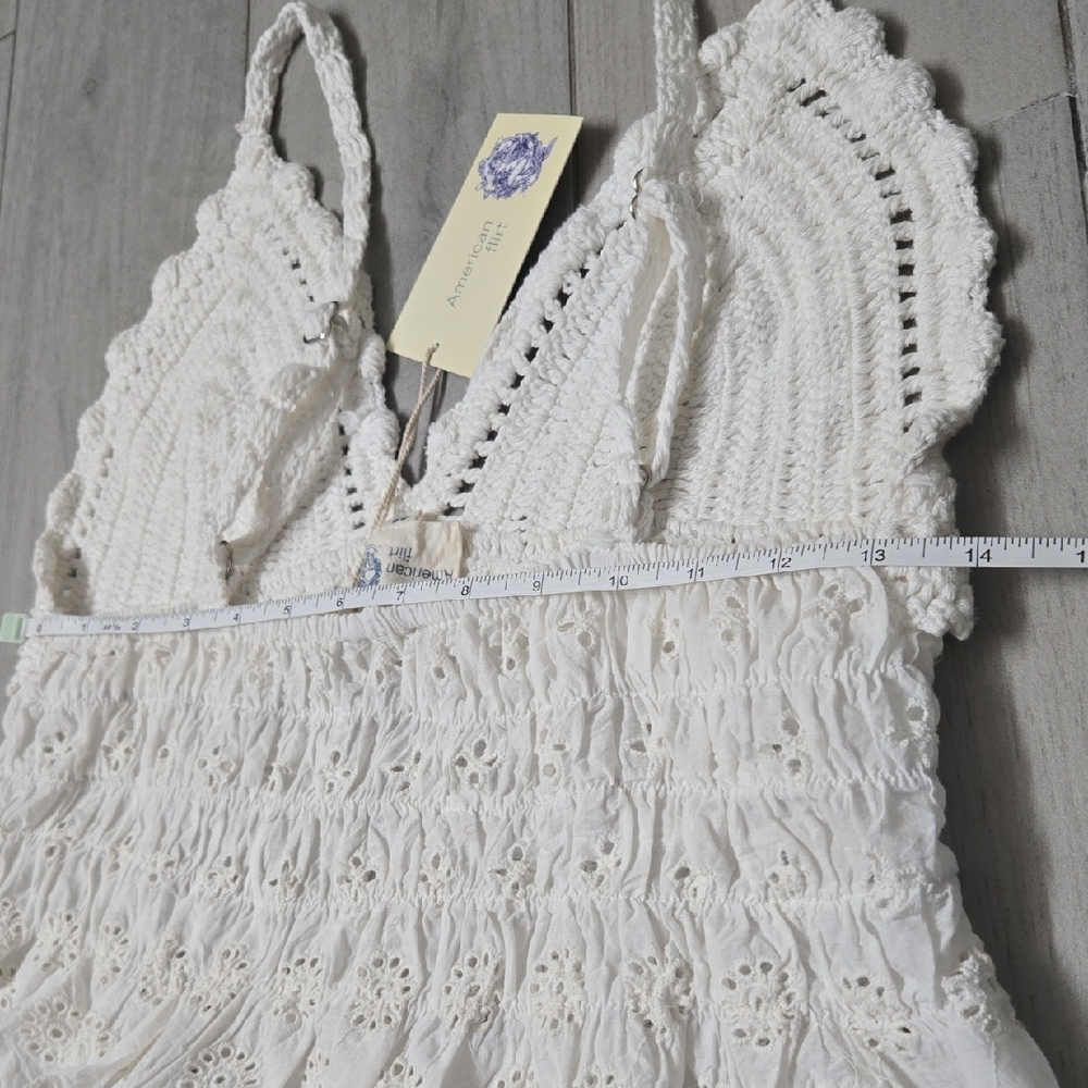 American Flirt White Crochet Tank Top - Picture 5 of 5
